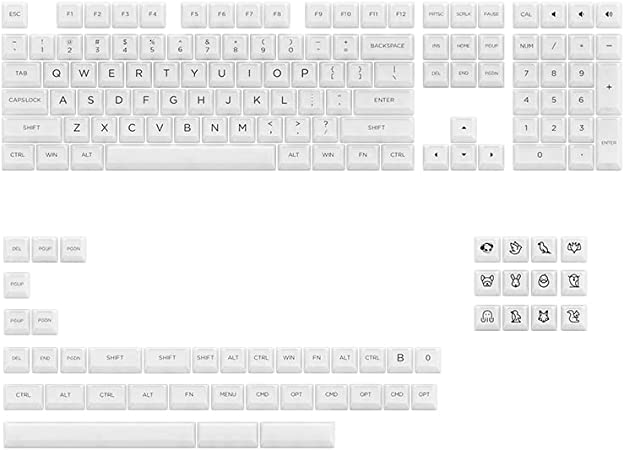 Akko Clear White Keycap Set V2, Transparent 155-Key ASA Profile with Mac Keycaps Set for Mechanical Keyboard (White)