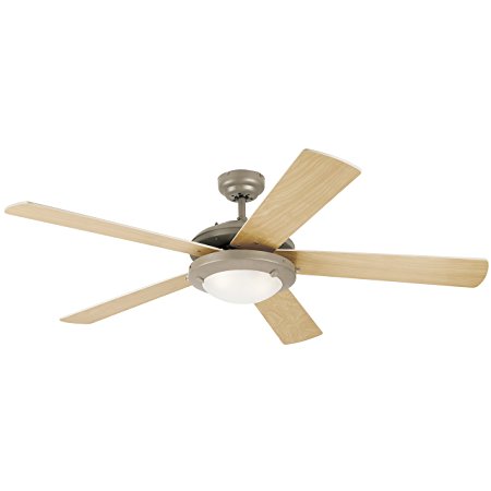 Westinghouse 7813620 Comet One-Light 52-Inch Five-Blade Ceiling Fan, Brushed Pewter with an Opal Globe