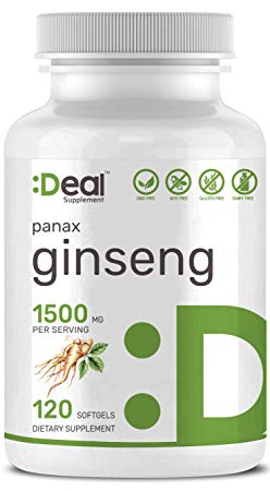 Deal Supplement Organic Panax Ginseng, 1500mg Maximum Strength, 120 Liquid Softgels, Strong Libido Booster for Men and Libido Enhancer for Women,Non-GMO, Gluten-Free.