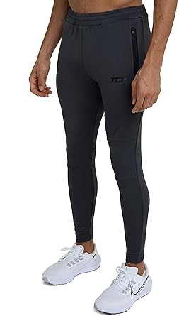 TCA Men's Rapid Quickdry Tapered Tech Training Track Pants with Zip Pockets