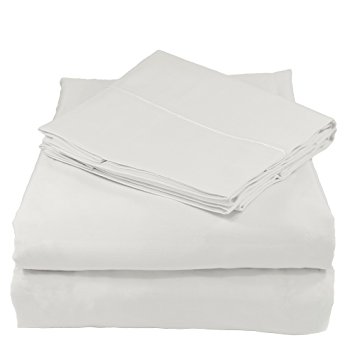 Whisper Organics 300 Thread Count Soft Cotton Queen Bed Sheet Set (GOTS Certified), Ivory