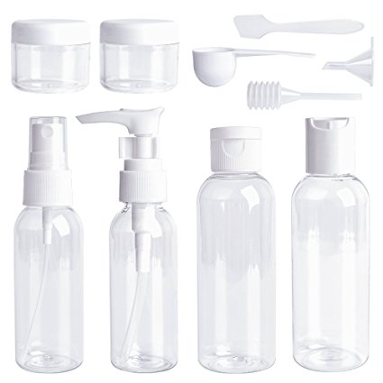 Travel Bottles Set 10 Pcs Air Travel Size Bottle Toiletries Liquid Containers for Cosmetic Makeup with Storage Bag by Ouway