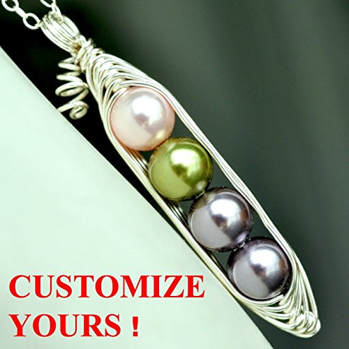 1, 2, 3, 4, 5 PEAS IN A POD necklace with Custom Colors - Swarovski Elements glass pearls, choose sterling or gold filled