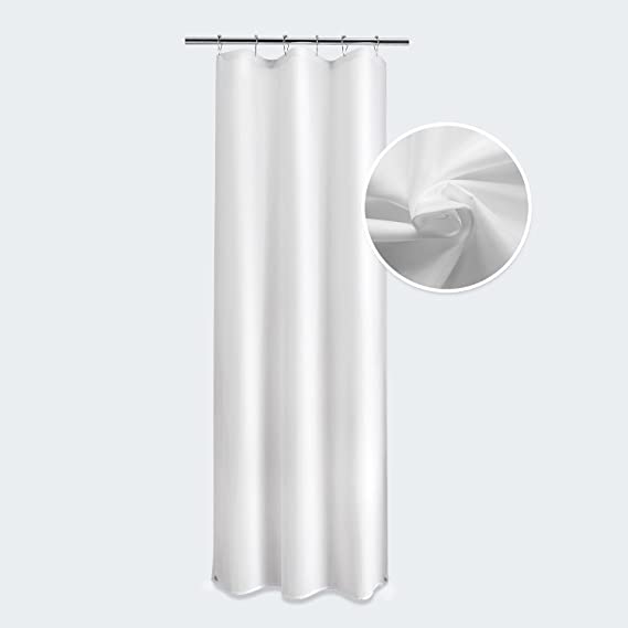 Titanker Fabric Shower Curtain Liner, White Shower Curtain Liner with 2 Magnets, Waterproof Polyester Shower Curtains Bathroom 85GSM Shower Curtain Liners, Machine Washable, 36 x 72 Inches