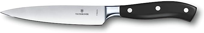 Victorinox Grand Maitre Stainless Steel Forged Chef's Knife Straight Edge for Home and Professional Use (POM) Handle 15 cm Black Swiss Made (7.7403.15G)