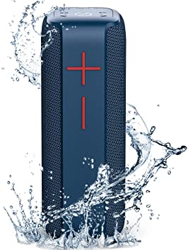 Portable Bluetooth Speakers,SANAG Wireless Outdoor Speakers TWS Dual Pairing with Enhanced Bass 360 HD Surround Stereo Sound,Waterproof Speakers with SD Card Slot for Riding, Hiking,Party (Blue)