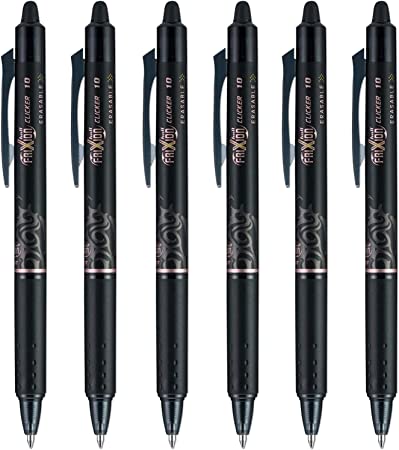 Pilot FriXion Clicker pen 1.0mm, Erasable Gel Pens, Bold Point, 6 pack (Black)