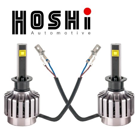 Hoshi LED Headlight H1 - Ultra Clear 6000k True White Light at 7600Lm LEDs Lighting Japanese reliabilitylow heating Internal ballast unibody design with CANBUS LIFETIME WARRANTY