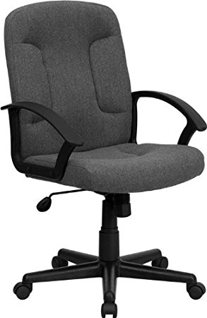 Flash Furniture Mid-Back Gray Fabric Executive Swivel Chair with Nylon Arms