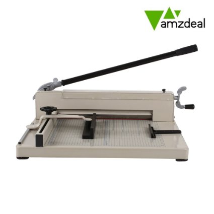 Amzdeal ® 17" Steel Heavy Duty Manual Guillotine Paper Cutter Trimmer Machine White w/ Inches Ruler Capacity 400 Sheets A3 for Office Commercial Photocopy Printing Shop