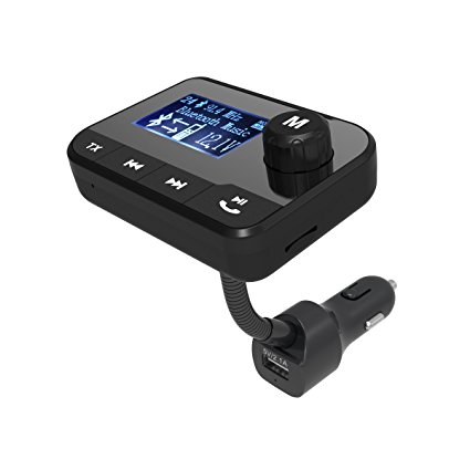 Bluetooth FM Transmitter OUMAX BTF02 with 2.0 inch Screen and USB Drive port Micro SD slot and car charger-Black