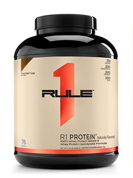 R1 Protein Naturally Flavored Whey Isolate/Hydrolysate, Rule 1 Proteins (Chocolate Fudge, 76 Servings)