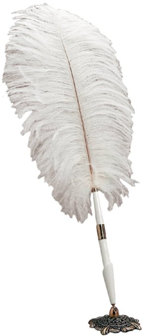 Darice 35451-01 Feather Pen with Holder, White