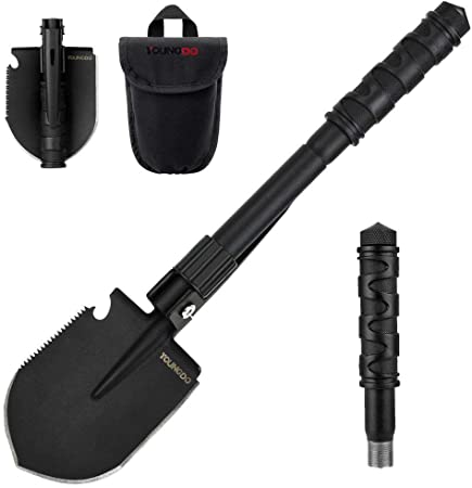 YOUNGDO Camping Shovel, Military Folding Survival Shovel, Entrenching Tool Portable for Camping,Car Emergency,Backpacking,Outdoor,Hiking,Gardening and Trenching (10-in-1 Shovel)