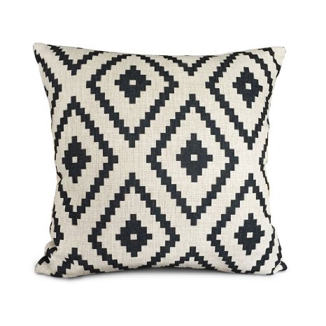 Uphome White and black Series Geometry Polyester Home Decorative Accent Throw Pillow Cover Cushion Case Pillow Sham for Sofa 18-Inch A-1