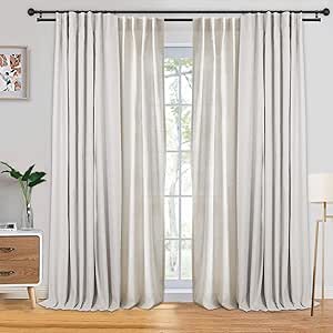 INOVADAY 100% Blackout Curtains and Light Filtering Linen Curtains 84 Inches Long Bundle for Bedroom Living Room - W50xL84