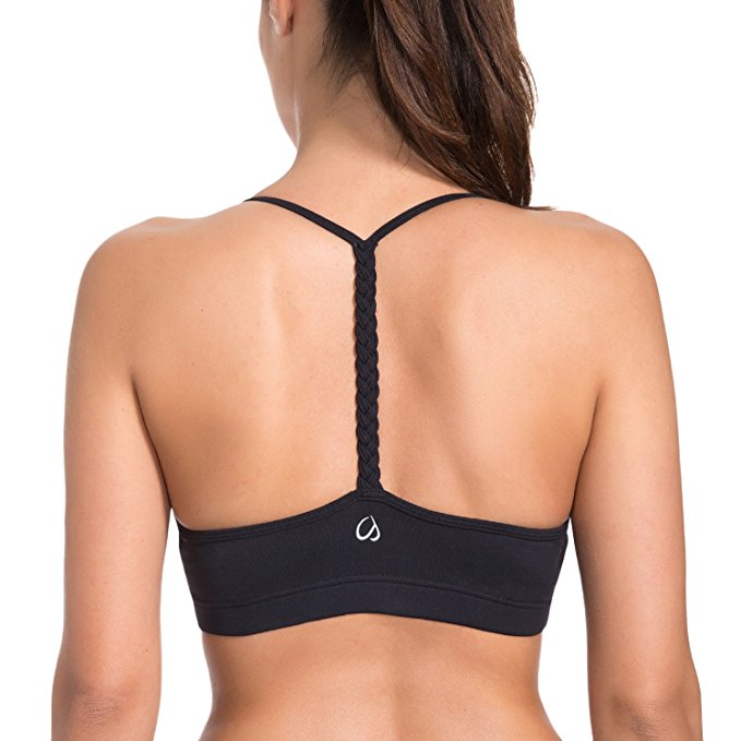 CRZ YOGA Women's Light Support Braided T-Back Fashion Yoga Sports Bra