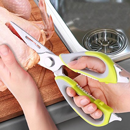 Ahyuan Multi-function Kitchen Shears Heavy Duty Stainless Steel With Ergonomic Handle,Best Multi-function Scissors For Chicken, Poultry, Fish, Meat, BBQ'S Camping