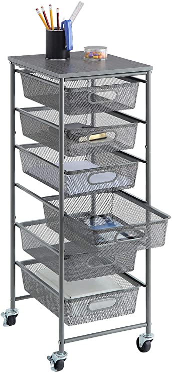SunnyPoint Rolling Storage Cart with 6 Drawers, File Storage Cart, Utility Cart, Office Cart Drawer Storage, Bathroom Storage