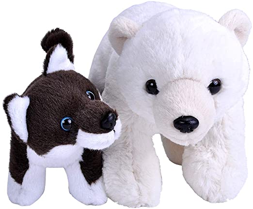 Wild Republic Unlikely Friendships Plush Polar Bear and Dog, Based on a True Story, Gift for Kids, Plush Toys