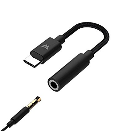 Type C Headphone Adapter,Wofalodata USB C to 3.5mm Audio Headphone Stereo Splitter Nylon Cable Connector for Moto Z and Type C Port Devices