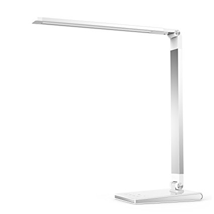 Aptoyu LED Dimmable Desk Lamp with 4 Lighting Modes (Studying, Reading, Relaxing, Sleeping) and 5 Level Dimming, Dual USB Charging Port for Home Office