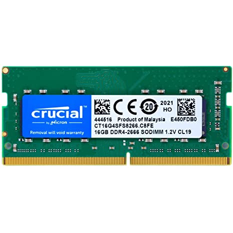 Crucial 16GB DDR4 SDRAM Memory Module - for Notebook - 16 GB - DDR4-2666/PC4-21300 DDR4 SDRAM - CL19-1.20 V - Non-ECC - Unbuffered - 260-pin - SoDIMM (CT16G4SFS8266)