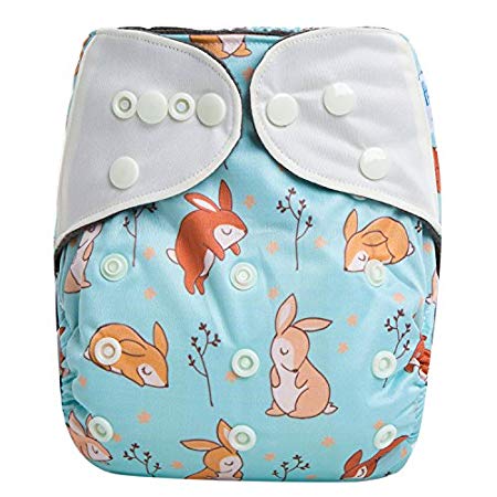 HappyEndings Contoured Day or Night AI2 All in Two All in Two Cloth Diaper/Snap-in Insert Vintage Bunnies
