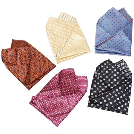 BMC Mens 5 pc Mixed Pattern Large Pocket Square Fashion Handkerchief Accessories