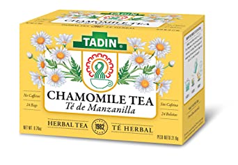 Tadin Herb & Tea Co. Chamomile Herbal Tea, Caffeine Free, 24 Tea Bags, Pack of 6