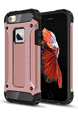 iPhone 6S Case, Apple iPhone 6/6S Case, Hasting [Drop Protection] [Impact Resistant] Dustproof Dual-layer Armor Hybrid Steel Style Protective Case for Apple iPhone 6/6S (Rose Gold)
