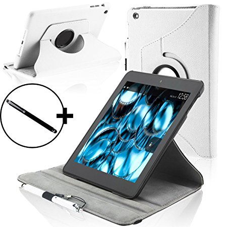 Forefront Cases® Amazon Kindle Fire HDX 8.9" (3rd Generation - November 2013) Rotating Smart Case Cover Stand – Extra Padded Rugged with full device protection and Smart Auto Sleep Wake function   STYLUS (WHITE)