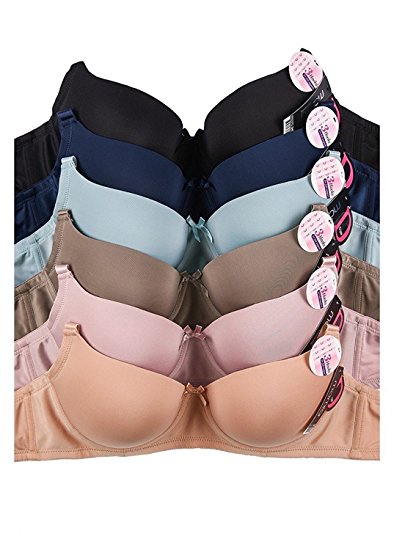 Women's Basic Plain Bras (Packs of 6) - Various Styles