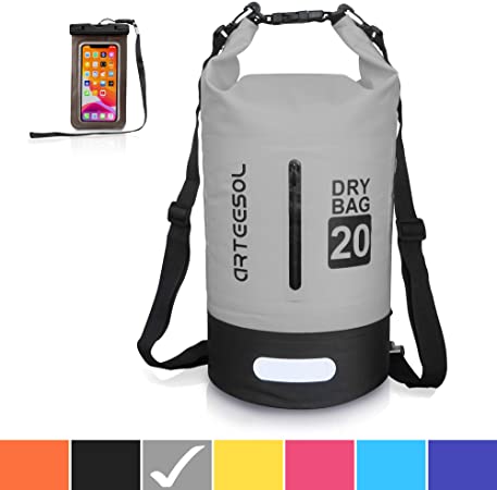 arteesol Waterproof Bag 5L/10L/20L/30L Dry Bag Rucksack with Double Shoulder Strap Backpack for Swimming Kayaking Boating Fishing Traveling Cycling Beach-[7 Colors]