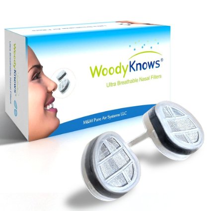 WoodyKnows Ultra Breathable Nose  Nasal Filters New Model for Hay Fever Pollen and Dust Allergies Pet Hair and Dander Allergy Allergic Asthma Sinusitis Rhinitis Relief Reliever Block Allergens Airborne Particles Portable Air Purifier Cleaner Mask Hepa Screen Alternitives of Medicine Spray Strips Breathe Easy Pure Right Free Grooming Gardening Tanning Tan Help Tools Kit 3 Filter Frames and 6 Pairs of Replacement Filters I-R  II-R  III-R