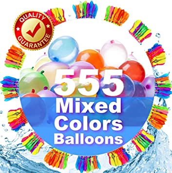 DM Self-Sealing Water Balloons Instant Balloons Easy Quick Fill Balloons with in 60 Second Splash Fun Rapid-Filling for Kids and Adults Party (555 Balloons Total)
