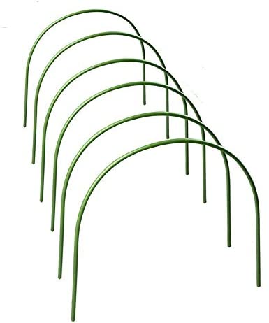 Asdomo 6Pcs Greenhouse Hoops, 4ft Grow Tunnel Frame Garden Hoops Plastic Coated Tunnel Hoop Support Hoops for Garden Stakes Fabric
