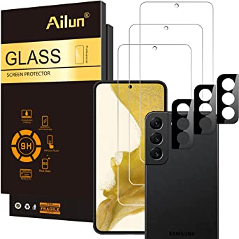 Ailun Glass Screen Protector for Galaxy S22 /S22 Plus 5G 6.6 Inch Display 3Pack   3Pack Camera Lens Tempered Glass Fingerprint Unlock Compatible 0.25mm Clear Anti-Scratch Case Friendly [Not For S22 Ultra]