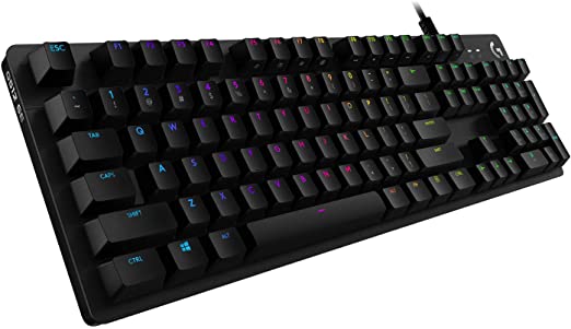 Logitech G512 Mechanical Gaming Keyboard Special Edition,RGB Lightsync Backlit Keys,GX Blue Clicky Key Switches,Brushed Aluminum Case,Customizable F-Keys, USB Pass Through,AZERTY France - Black