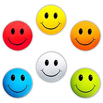 HappyBalls - 6 pcs pack - Assorted Happy Smiley Face Car Antenna Toppers - Antenna Balls - Rear View Mirror Danglers - Auto Accessories (Red, Yellow, Orange, Blue, White, Green)