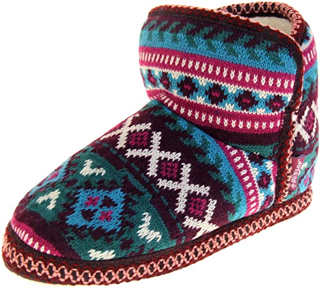 Dunlop Eleanor Womens Cable Knitted Wool Slipper Boots Ladies Slouch Boots