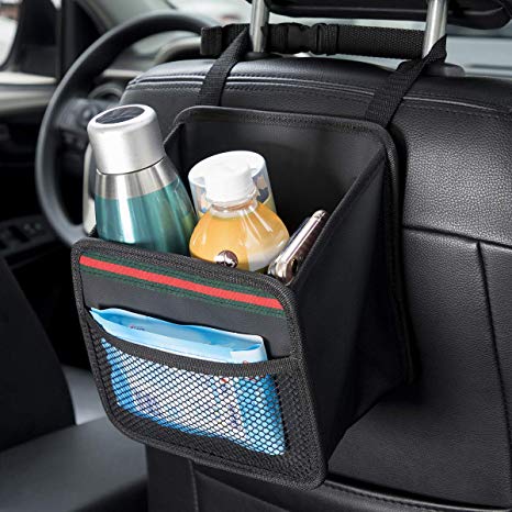 DKIIGAME Car Trash Can | Car Trash Bag Hanging Premium Odorless Vinyl Leather Car Seat Organizer Waterproof Mini Car Garbage Can