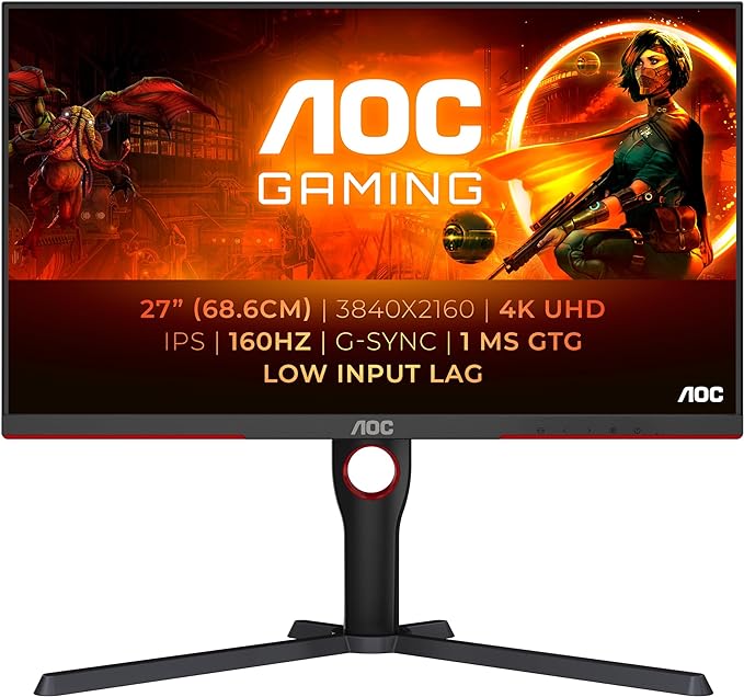 AOC Gaming U27G3X - 27 inch 4K UHD Monitor, IPs, 160Hz, 1ms GtG, Height Adjust, Dial Point, AntiGlare (3840 x 2160, 400 cd/m, HDMI 2.1 / DP 1.4)