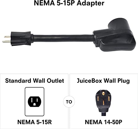 JuiceBox Electric Vehicle Charging Household 120V Adapter NEMA 5-15P to 240V NEMA 14-50R