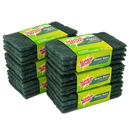 Scotch-Brite (24 Pack) 3M Heavy Duty Scour Pads For Tough Cleaning Home Kitchen Dining Bathroom