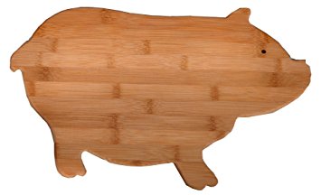 Bamboo Pig Shaped Cutting Board. 15" X 10" X 3/4" H