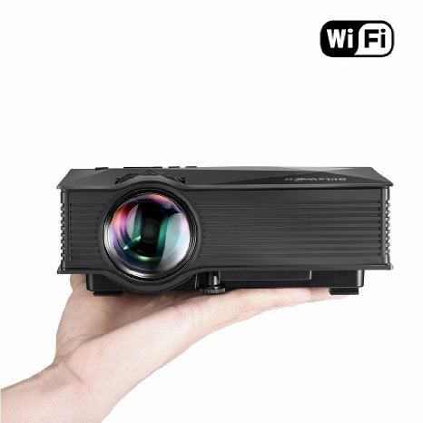 Portable WiFi Projector, BlitzWolf 1200 Lumens LED Wireless Home Theater, Support Phone/Laptop/PC/SD Card/Play Station/TV Box/Xbox/USB Disk