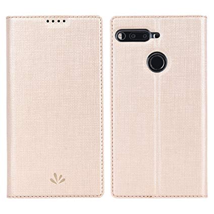 Essential Phone PH-1 Case, Simicoo Flip PU Leather Slim Fit Case Card Holster View Stand Magnetic Cover Clear TPU Bumper Silicone Shockproof Thin Wallet Case for Essential (Gold, Essential PH-1)