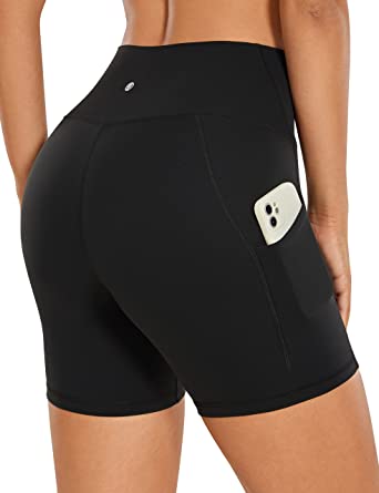 CRZ YOGA Womens Butterluxe Biker Shorts with Pockets 5'' / 8'' -High Waisted Volleyball Workout Athletic Yoga Short Leggings