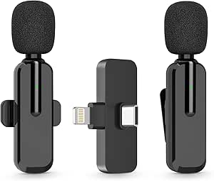 MAYBESTA Wireless Lavalier Microphone for iPhone, iPad, Android Phone - Bluetooth Lapel Mic for Video Recording - Mini Clip on Microphones for YouTube Podcast Interview